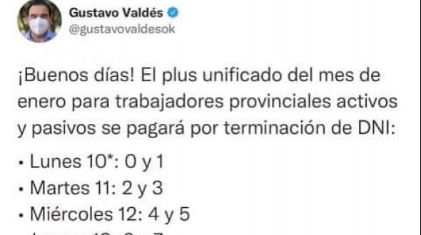 El gobernador Gustavo Valdés anunció el pago del plus unificado
